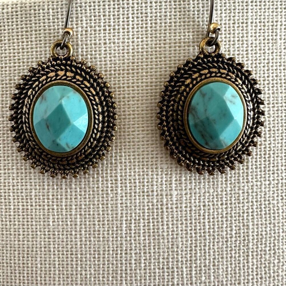 Howlite brass drop earrings